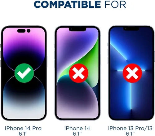 Vista 2 de Tech Armor - Protector de pantalla para iPhone 14 Pro 6.1, vidrio balístico, paquete de 3 9H tempered Hard, case-friendly fit, guided installation