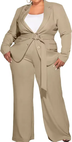 Vista 12 de Conjunto de 2 piezas para mujer, talla grande, para negocios, casual, para Azul marino
