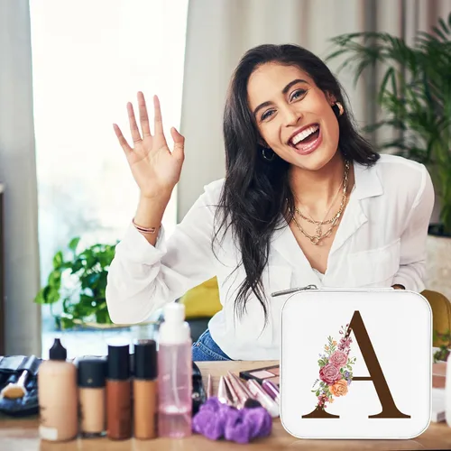 Vista 2 de Parima Regalos personalizados para amigas Pequeño joyero organizador de viaje para joyas, regalos personalizados para mujeres, adolescentes, niñas