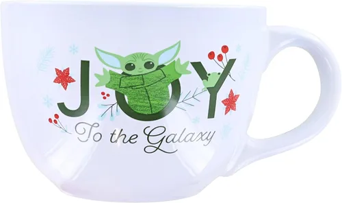 Vista 4 de Silver Buffalo Star Wars Mandalorian Joy to the Galaxy - Taza de sopa de cerámica, 24 onzas