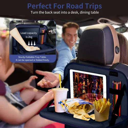 Vista 5 de LUCMO Organizador de asiento trasero de coche con soporte para tableta - 2 piezas, organizador de almacenamiento de coche con 6 bolsillos