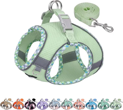 Vista 18 de AIITLE Arnés para Perros Pequeños - Chaleco Ligero de Malla Step-in para Cachorros, Diseño Reflectante y a Prueba de Escape con Cinta Mágica de Alta