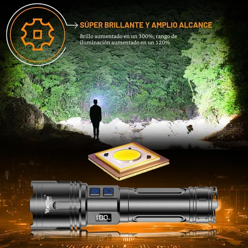 Vista 2 de Relybo - Linternas recargables de alto lúmenes, linterna LED de 100000 lúmenes Super Bright High Powered Flashlights, Long Rang 5000 FT, 2 Switch