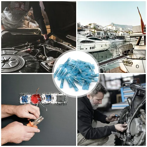 Vista 5 de 66 piezas de kit de conectores de tope termorretráctiles, conectores de empalme de alambre de crimpado eléctricos marinos automotrices aislados