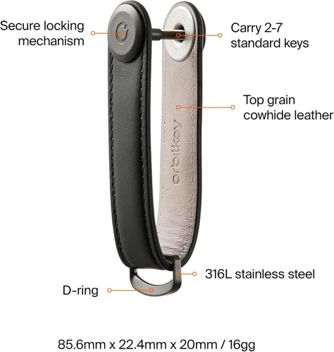 Vista 5 de Orbitkey 2 llavero de cuero de primera calidad. 0