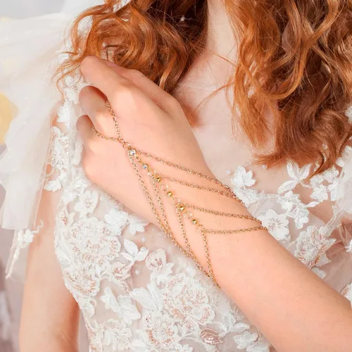 Vista 7 de Disfraz de princesa de Halloween, cadena de celebridad, pulsera de cristal con borla, conjunto de joyas de princesa, cadena de joyería de cabeza