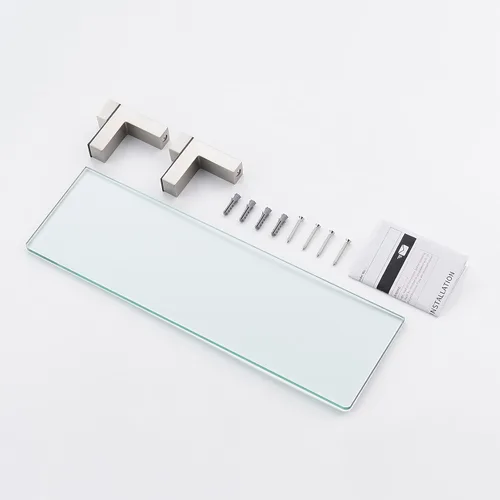 Vista 9 de KES BGS3201S40-2 - Estante de cristal de pared para baño, estante de 16 pulgadas montado en la pared, acabado de níquel cepillado, BGS3201S40-2