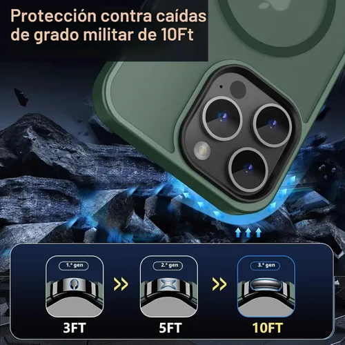Vista 4 de MOCCA - Funda magnética a prueba de golpes para iPhone 13 Pro Max, color Verde medianoche