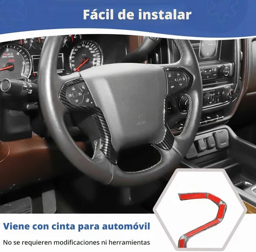 Vista 5 de RT-TCZ para Tapa de Panel de Volante de Fibra de Carbono para Chevrolet Silverado/Suburban/Tahoe 2014-2018 para GMC Sierra/Yukon 2014-2018 Negro
