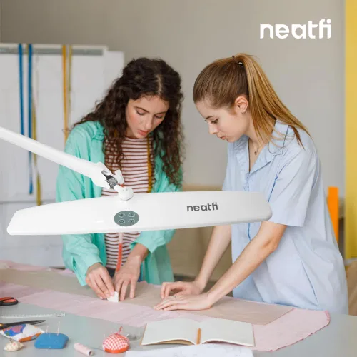 Vista 8 de Neatfi Lámpara de escritorio LED XL Cabeza de 20 pulgadas de ancho (blanco-2, CCT con abrazadera)