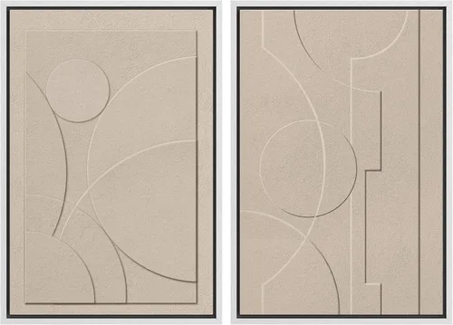 Vista 39 de SIGNWIN Lienzo enmarcado para pared, ilustraciones abstractas texturizadas en tonos beige terrosos, arte moderno, decorativo, contemporáneo