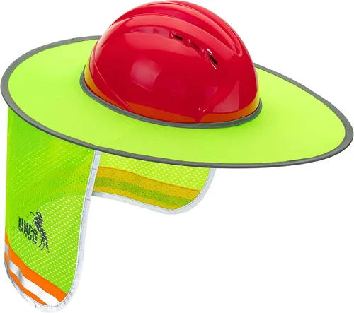 Vista 8 de Casco Industrial UNCO con Protector Solar, Verde, Visera Completa y Estándar de Malla, Alta Visibilidad Reflectante, Accesorio para Casco Duro