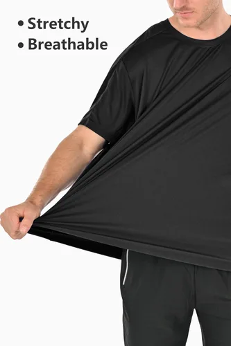 Vista 5 de Nayta muotia Paquete de 3 camisetas de entrenamiento para hombre, manga corta, de compresión, para deportes, gimnasio, atletismo