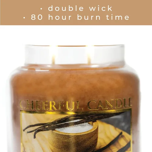 Vista 4 de A Cheerful Giver - Sugar & Vanilla Bean - Tarro de vela perfumado mediano de 16 onzas con tapa - Vela alegre - 80 horas de tiempo de combustión