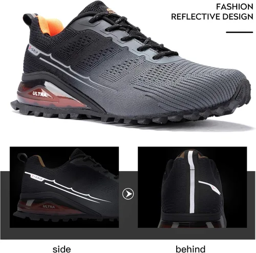 Vista 6 de Kricely Tenis de correr para hombre, para caminar, senderismo, tenis para hombre, tenis cruzado, tenis al aire libre, calzado casual