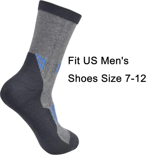 Vista 2 de WindCrosser Men's Padded Cushioned Anti Odor Compression Crew Mid Calf Cotton Hiking Trekking Socks