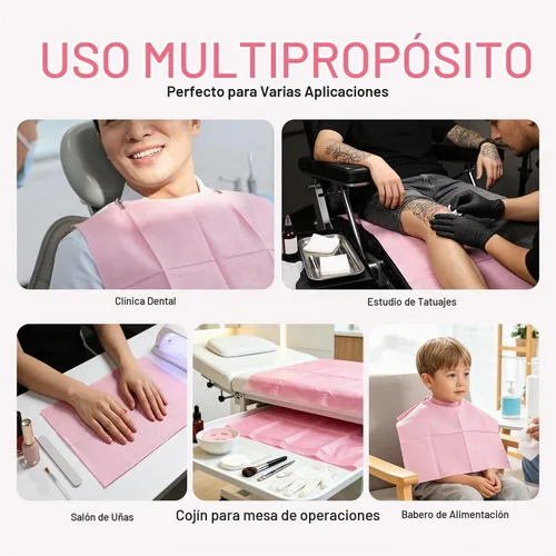 Vista 5 de Mantel desechable de 3 capas para mesa de tatuaje, rosa, 13 x 18 pulgadas