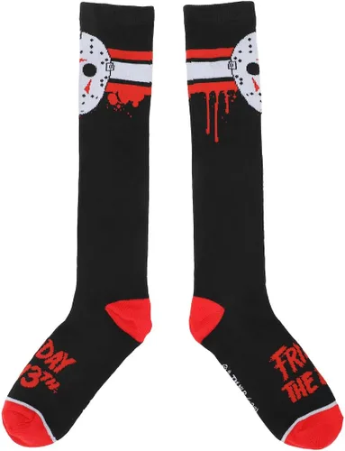 Vista 2 de Bioworld Friday the 13th Jason Vorhees - Calcetines hasta la rodilla para mujer, Multi colorido