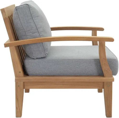 Vista 2 de Modway EEI-1143-NAT-GRY-SET - Sillón para patio al aire libre de madera de teca de grado A, color gris natural