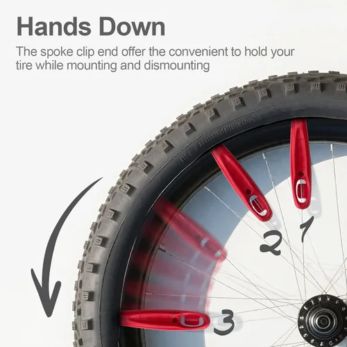 Vista 4 de Prutomr Palancas de neumáticos de bicicleta ultra fuertes, 2 juegos de reparación de neumáticos de bicicleta, juego de cucharas de plástico
