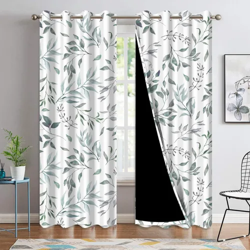 Vista 18 de Cortinas opacas 52 x 84 pulgadas, 2 paneles con aislamiento térmico y oscurecimiento, cortinas de ojal para ventanas para dormitorio y sala de estar