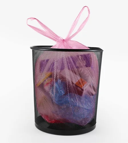 Vista 5 de Bolsas de basura de baño de 4 galones, 5 rollos/100 unidades, asas pequeñas, bolsas de basura para oficina, cocina, dormitorio, papelera, coloridas