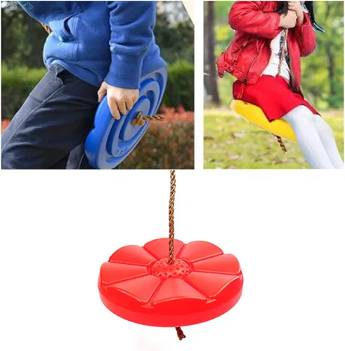 Vista 3 de Columpio de disco, cuerda de disco resistente para accesorios de patio de recreo (rojo)
