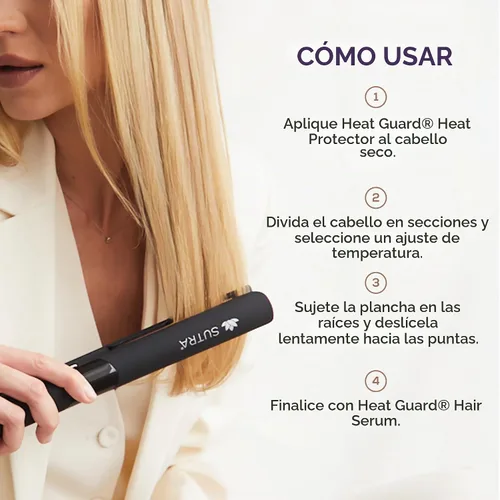 Vista 4 de Sutra Plancha plana profesional IR2 – Plancha de pelo infrarroja iónica con temperatura ajustable, apagado automático y cable giratorio – Plancha