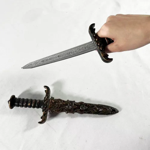 Vista 6 de 2 piezas de daga de plástico, espada de juguete no afilada, cuchillo falso pirata, accesorios de disfraz de pirata, accesorios de fiesta de pirata