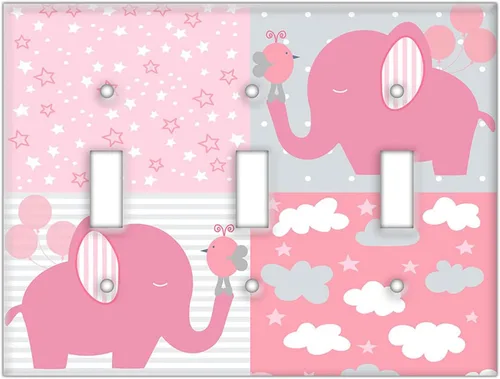 Vista 16 de Decorative Wall Switch Cover Plate - Baby Elephant in Pink Wall Decor Switch Plate - Cute Additional Nursery Room Decor for Girls and Baby Shower