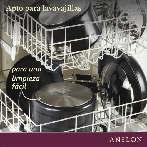 Vista 9 de Anolon Smart Stack - Juego de sartén antiadherente anodizada dura / Juego de sartenes - 8.5 pulgadas y 10 pulgadas, negro