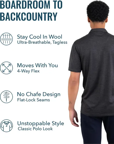 Vista 2 de Polo de lana merino para hombre, transpirable, antiolor