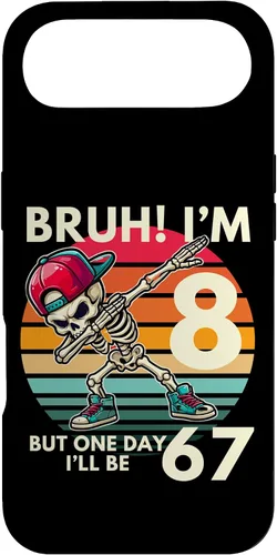 Vista 26 de Bruh I'm 8 But One-Day I'll Be 67 Retro 8th Birthday Kids Case for iPhone XR