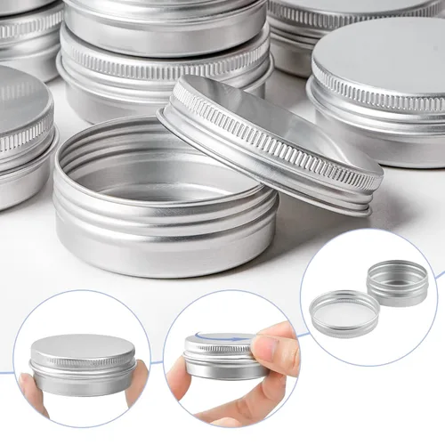 Vista 4 de TUZAZO Paquete de 12 latas de aluminio, recipiente de metal de 1 onza con tapas y etiquetas
