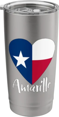 Vista 8 de I Love Amarillo Texas Panhandle TX State Flag Heart Stainless Steel Insulated Tumbler