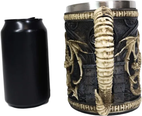 Vista 6 de Ebros Gift Taza de café gótica legendaria de huesos esqueléticos Osario Dragón Overlord Cerveza Grande Stein Tankard Taza de café Calabozos Dragones