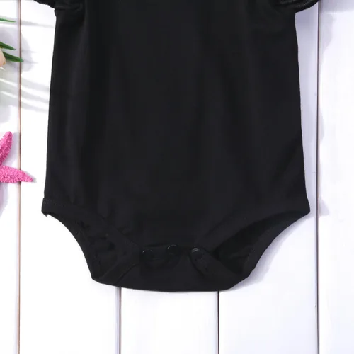Vista 8 de Mubineo Mameluco básico de algodón de manga corta con volantes para bebé niña, talla única