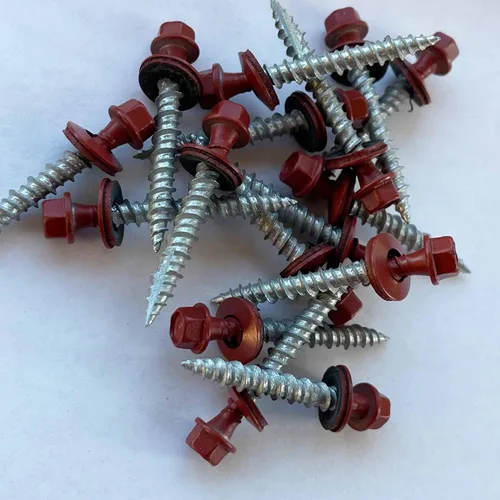 Vista 5 de Tornillos de metal para techos, #10 x 1.5 pulgadas, cabeza hexagonal autorroscante con arandela de goma EPDM, para metal a madera, techos