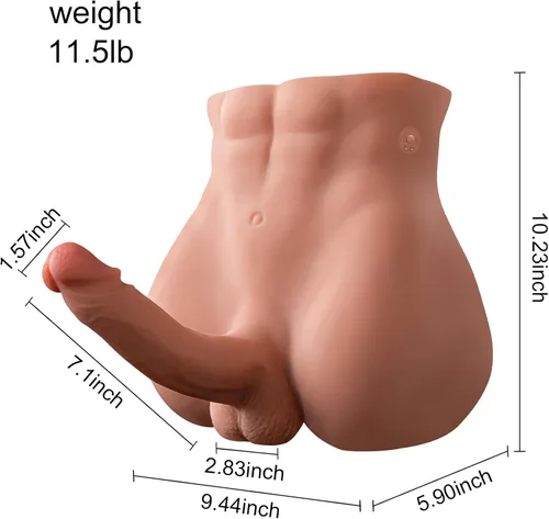 Vista 8 de Jaspik - Muñeca sexual masculina de 11.5 libras con consolador telescópico, muñeca sexual realista 2 en 1 para mujeres con enorme polla de 7.1