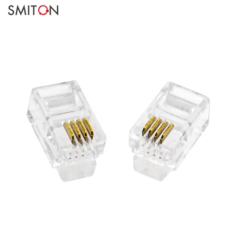 Vista 2 de 100Pack Transparente Color RJ9 Cable Plug 4P4C Conector