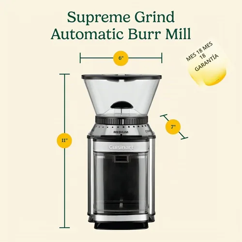 Vista 2 de Cuisinart Molinillo de café, molinillo de café eléctrico automático de un solo toque con fresas y selector de molienda de 18 posiciones, selector