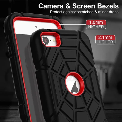 Vista 4 de Grifobes Funda para iPod Touch 7ª generación, iPod Touch 6ª/5ª generación, 3 en 1, resistente a prueba de golpes, funda protectora resistente