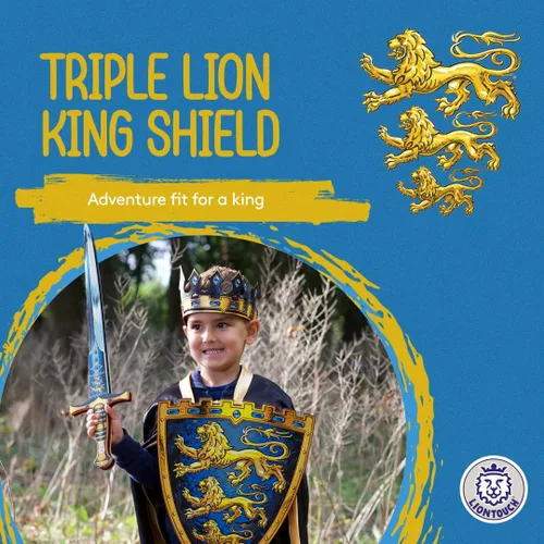 Vista 2 de Liontouch Triple Escudo del Rey León Juguete medieval de espuma para niños listo para aventuras en el reino Armas seguras y armadura de batalla