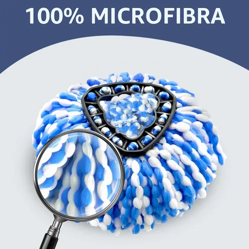 Vista 5 de Juego de repuesto de trapeador giratorio para RinseClean 2 tanques, 2 cabezales + mango + base Microfiber, Washable, Long-lasting, Rust-Resist