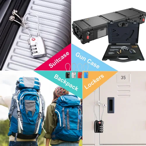Vista 6 de ZHEGE Candados de equipaje aprobados por la TSA, paquete de 4 candados para maleta, equipaje, mochila, estuche de pistola (varios colores)
