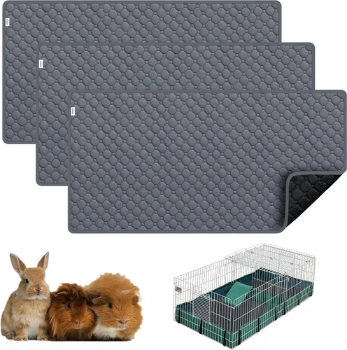 Vista 15 de Ropa de cama para cobayas, 2 paquetes de forro lavable para jaula de 49x24 pulgadas, almohadillas súper absorbentes lavables, impermeables y Palta