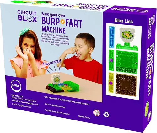 Vista 2 de E-Blox Kit de circuito STEM de bloques de construcción, construye tu propia máquina de eructos y pedos, añade sonidos divertidos a proyectos