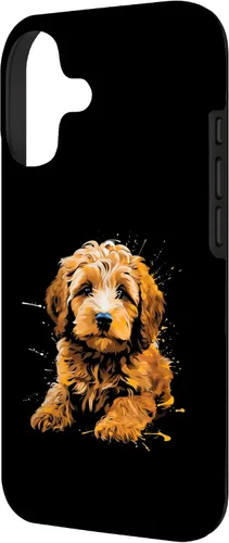 Vista 2 de Funda dorada Doodle Puppy para iPhone 17
