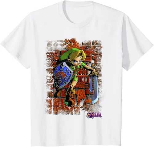 Vista 19 de Legend of Zelda Majoras Mask Link Action Retrato Camiseta Negro