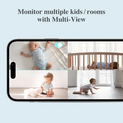 Vista 7 de Sense-U AI 2.5K PTZ Monitor de cámara para bebé con detección de movimiento de respiración de sueño sin sensores, cámara de video inteligente